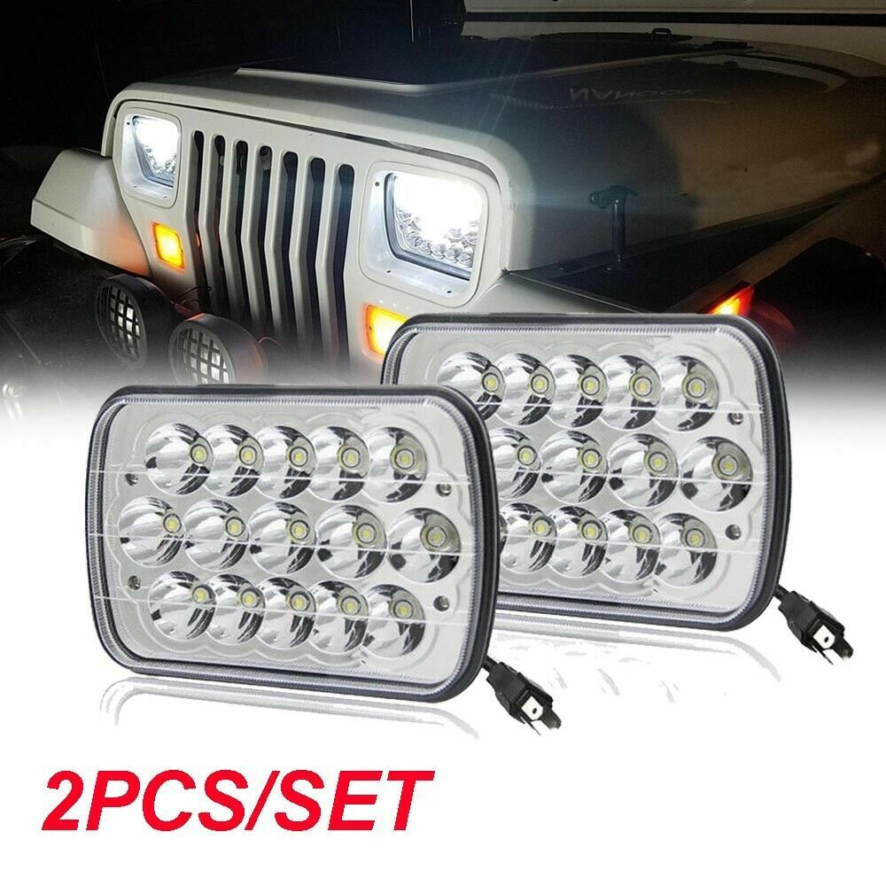 Pair 5×7 7×6 Inch LED Headlight Hi-Lo for Jeep Wrangler YJ Cherokee XJ MJ Ford
