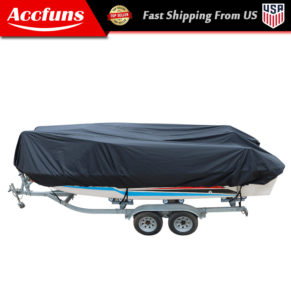 Waterproof Heavy Duty Boats Cover Trailerable fishing Ski Bass V-Hull Runabouts