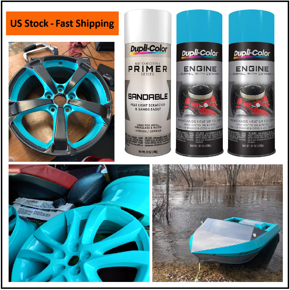 Torque N Teal Wheels Spray Paint Rim Steel Aluminum Plastic +Primer Coating 3Can