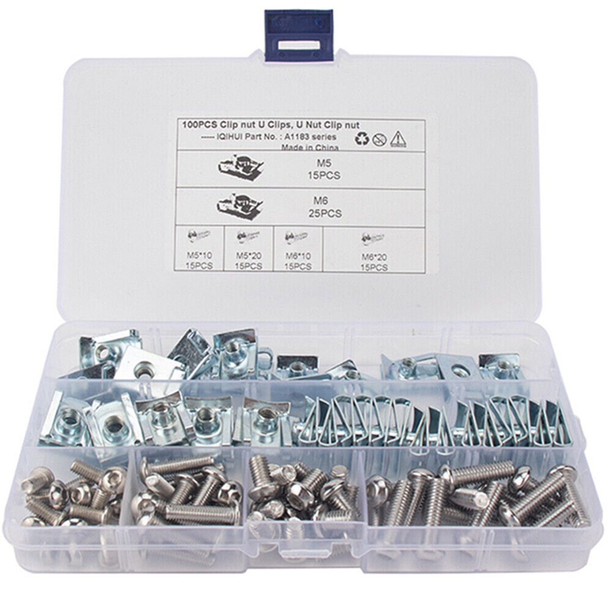 U-Type Clips U Nuts Car Body Panel Speed Fasteners Bolts Screws 100PCS/Boxed