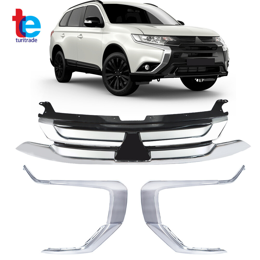 For Mitsubishi Outlander 2016-2018 Upper Grille+Front Bumper Trim Molding L+R