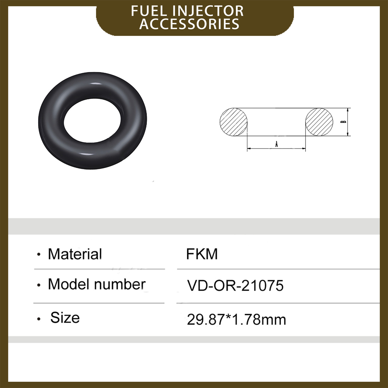 50 pcs For Fuel Injector Repair Seal Rubber O-ring Kit 29.87*1.78mm