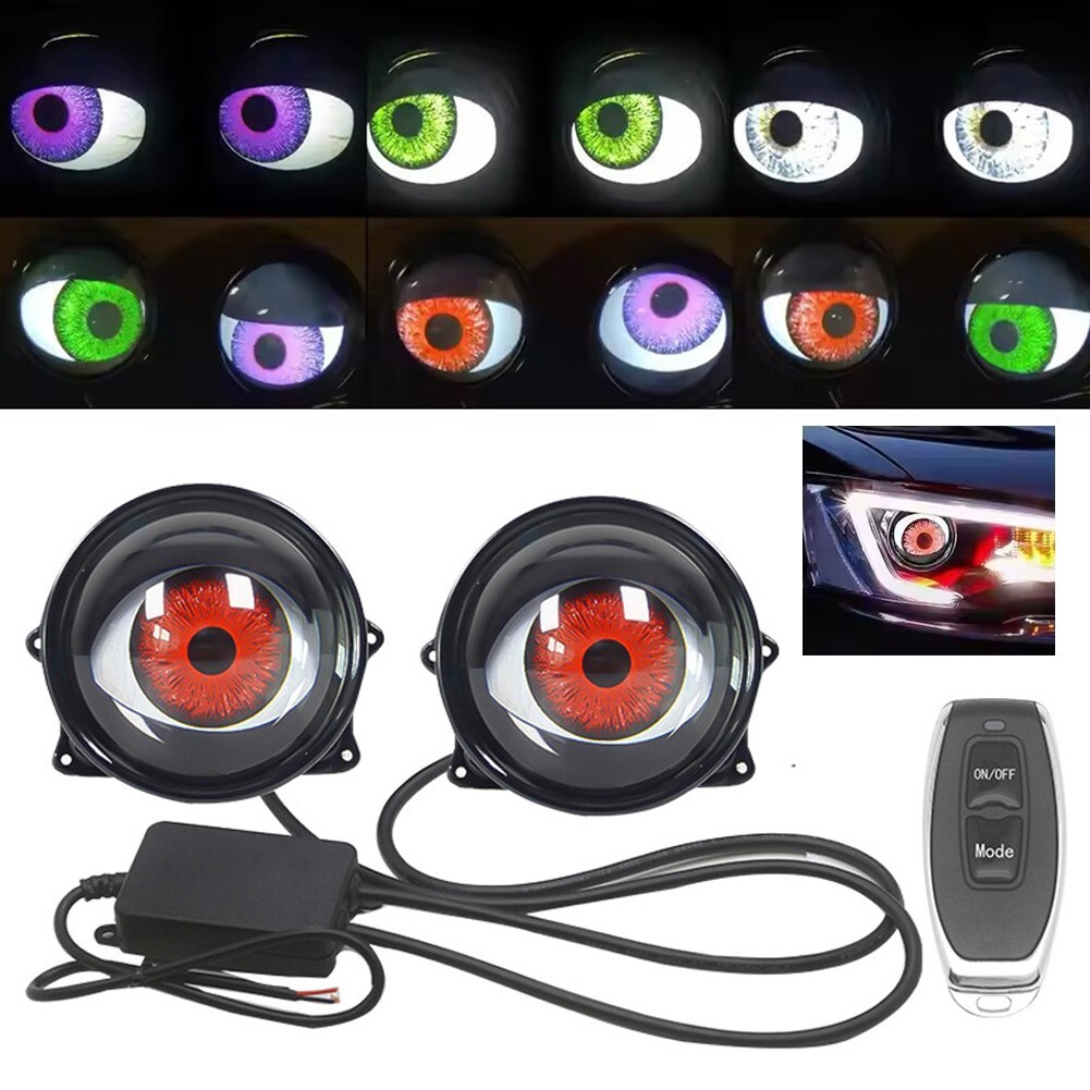 Devil Eyes LED headlights dynamic remote control 33 modes of lenses Blink lights