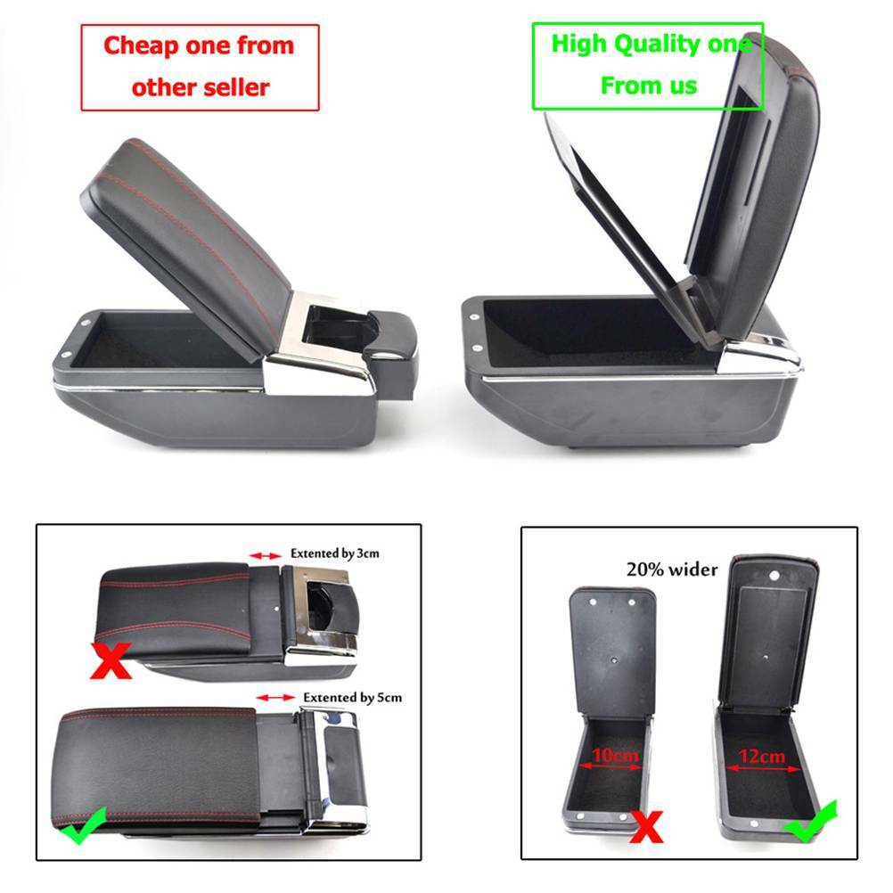 Universal Car Armrest Sliding Duel Center Content Storage Box Arm Rest Part USA