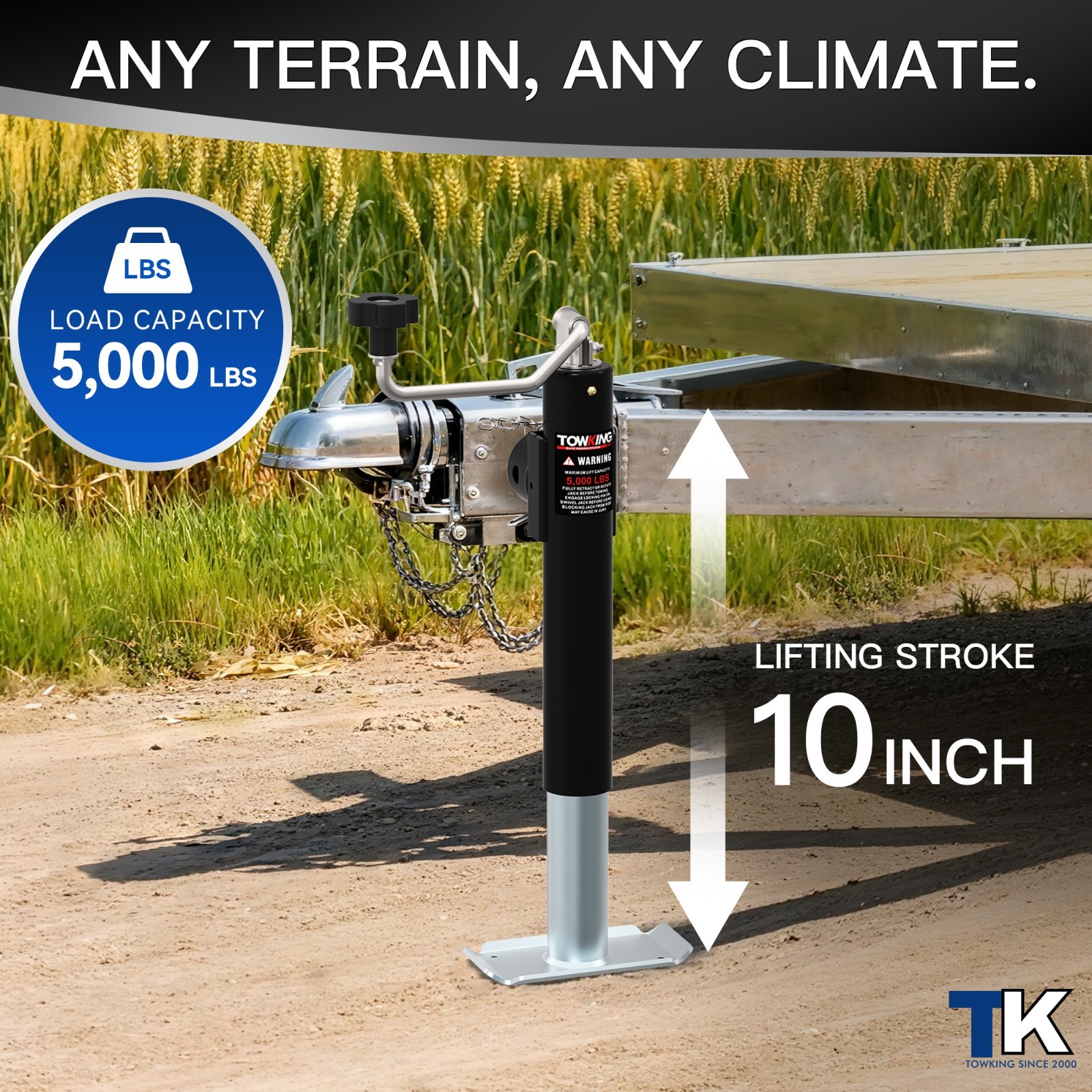 5000 lbs Weld On Pipe Mount Trailer Jack Trailer Tongue Jack for RV, 10″ Lift