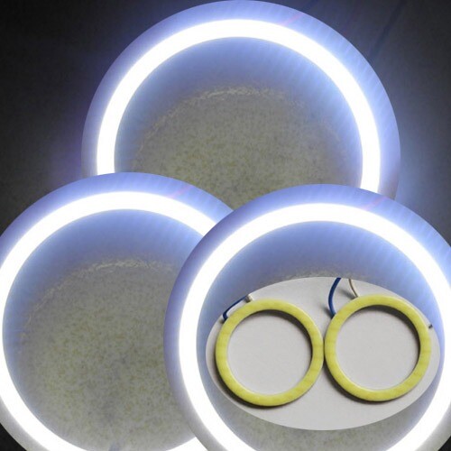A Pair Bright White 130MM 1000lm COB LED Angel Halo Ring Light DRL FOG Tail 23V