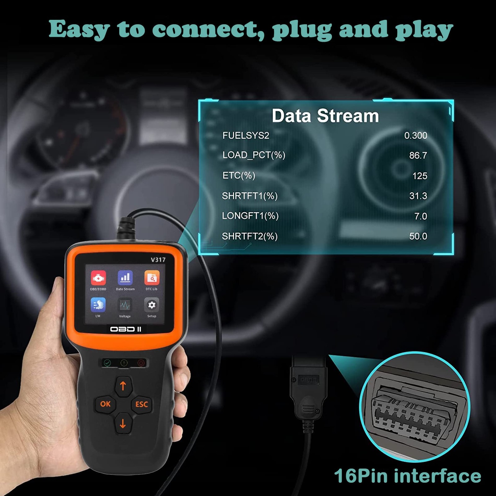 Full OBD2 Engine Diagnostic Scanner EVAP Tester Code Reader VIN Live Data Stream