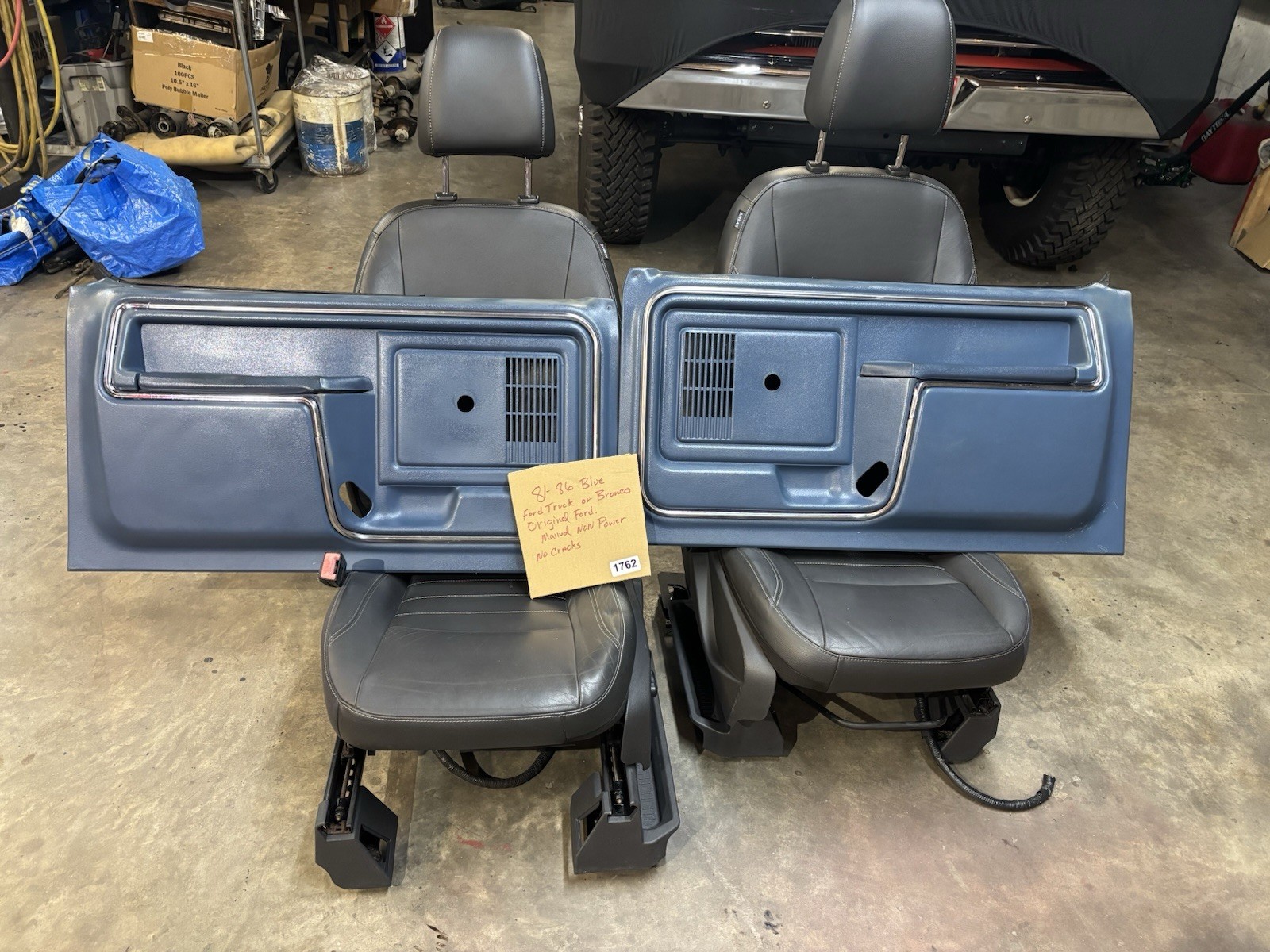 80-86 Ford F150 F250 F350 And Bronco Blue Door Cards Panels Manual LH RH #1762