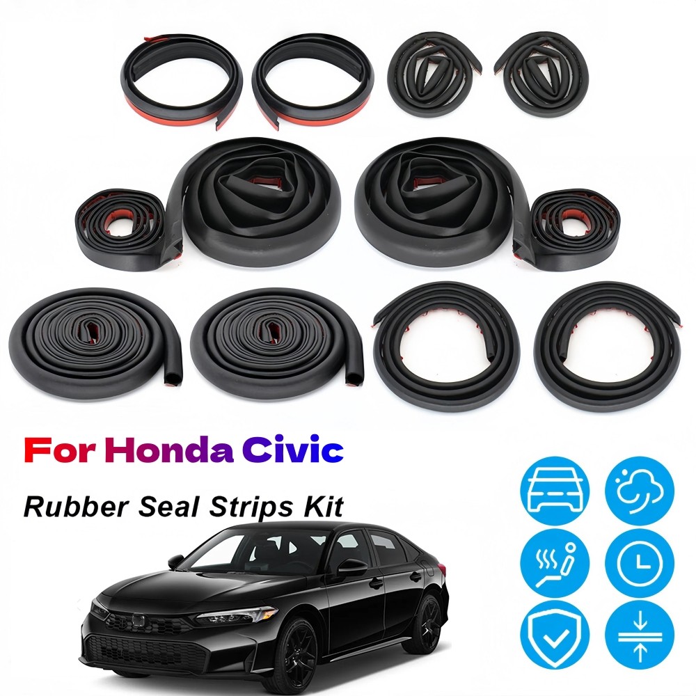 Rubber Seal Strips Trim Weather Draft Wind Noise Reduction Kit For Honda Civic