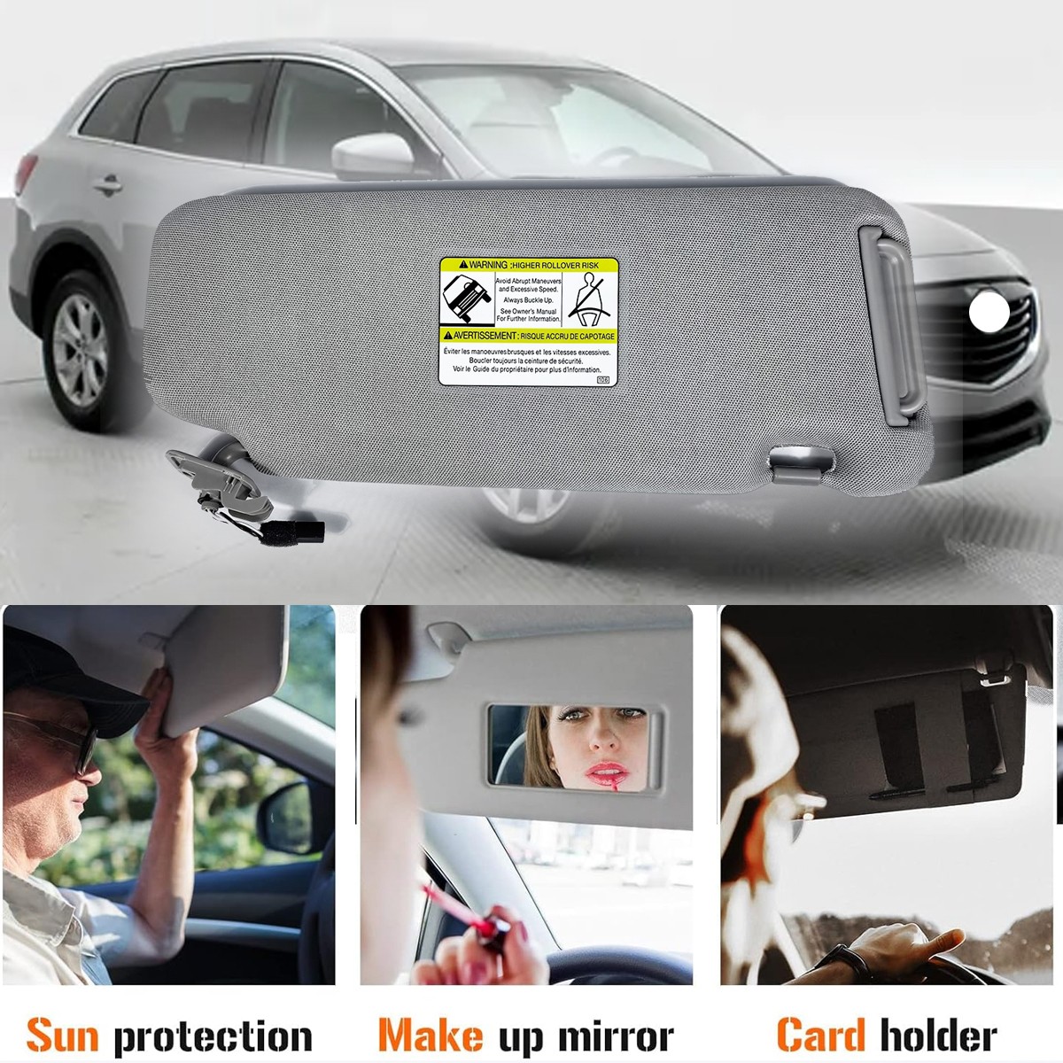 For 2010-2015 Mazda CX-9 Left Driver Side Gray Sun Visor with Lights TDY1-69-320