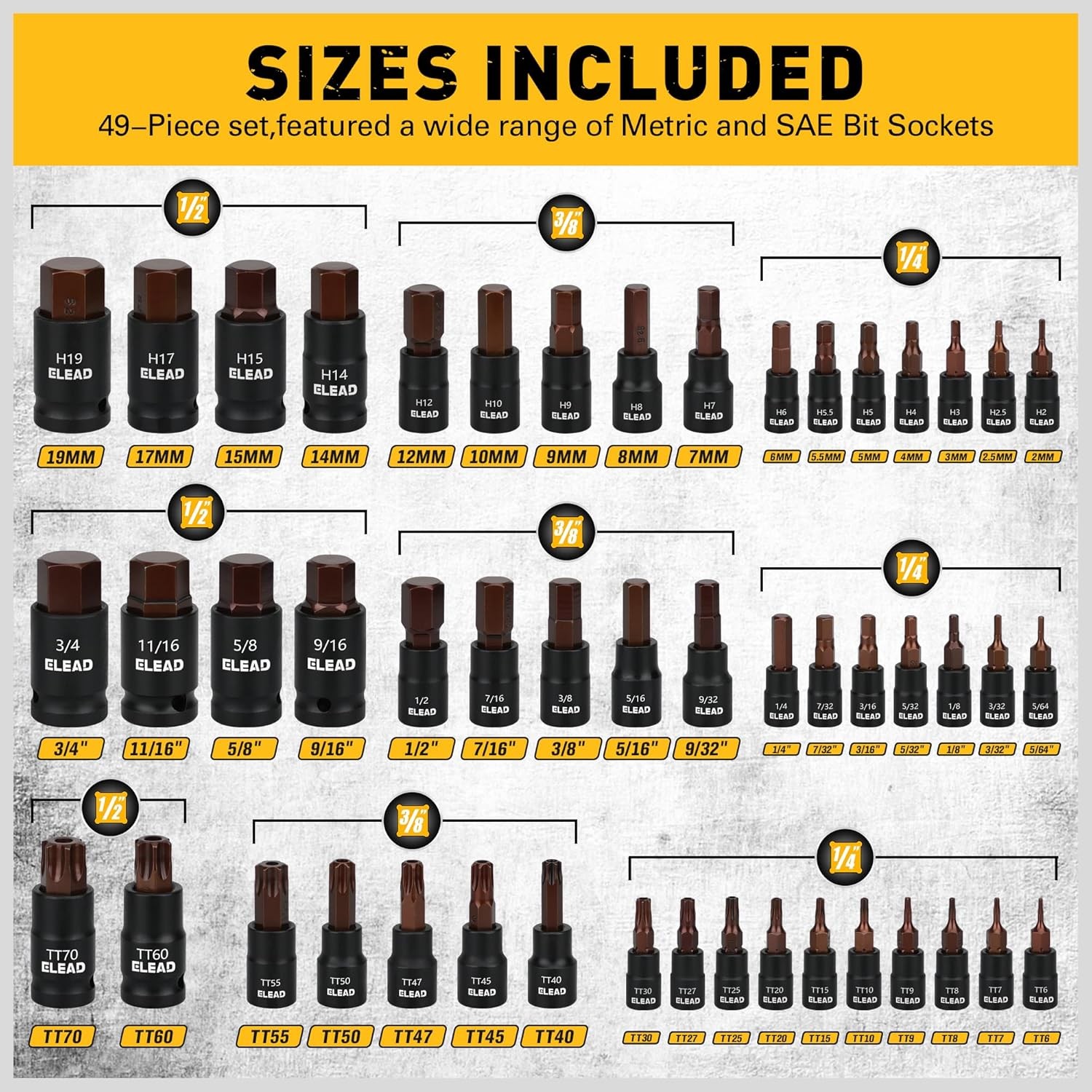 66-Piece Torx Bit & Hex Socket Set: Premium CR-V & S2 Alloy Full Size