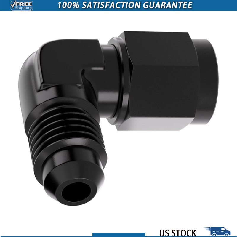 4AN Female to Male 90 Degree Flared Aluminum Swivel Fitting in Black