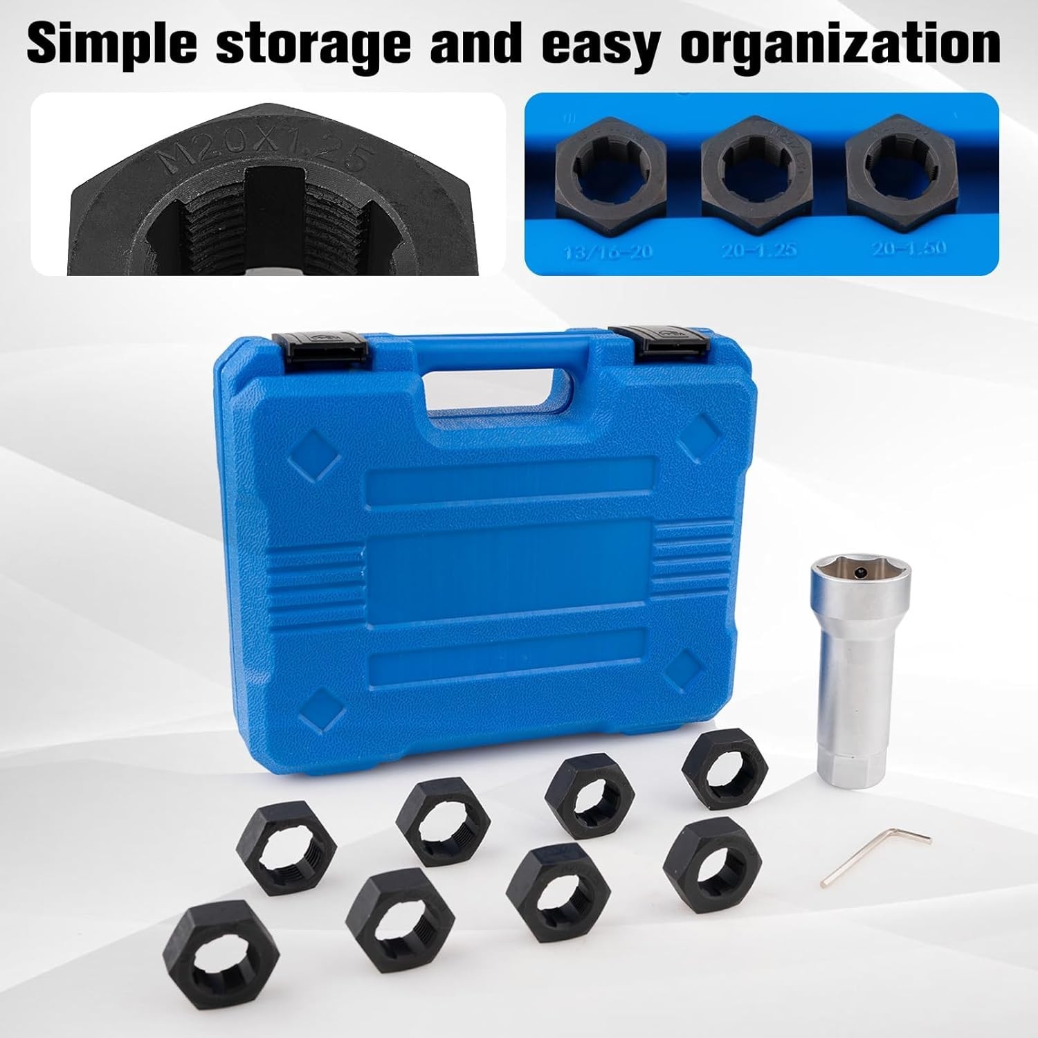 10-Piece Axle Spindle Thread Chaser Set – Includes 8 Dies & 1-1/16″Extension …