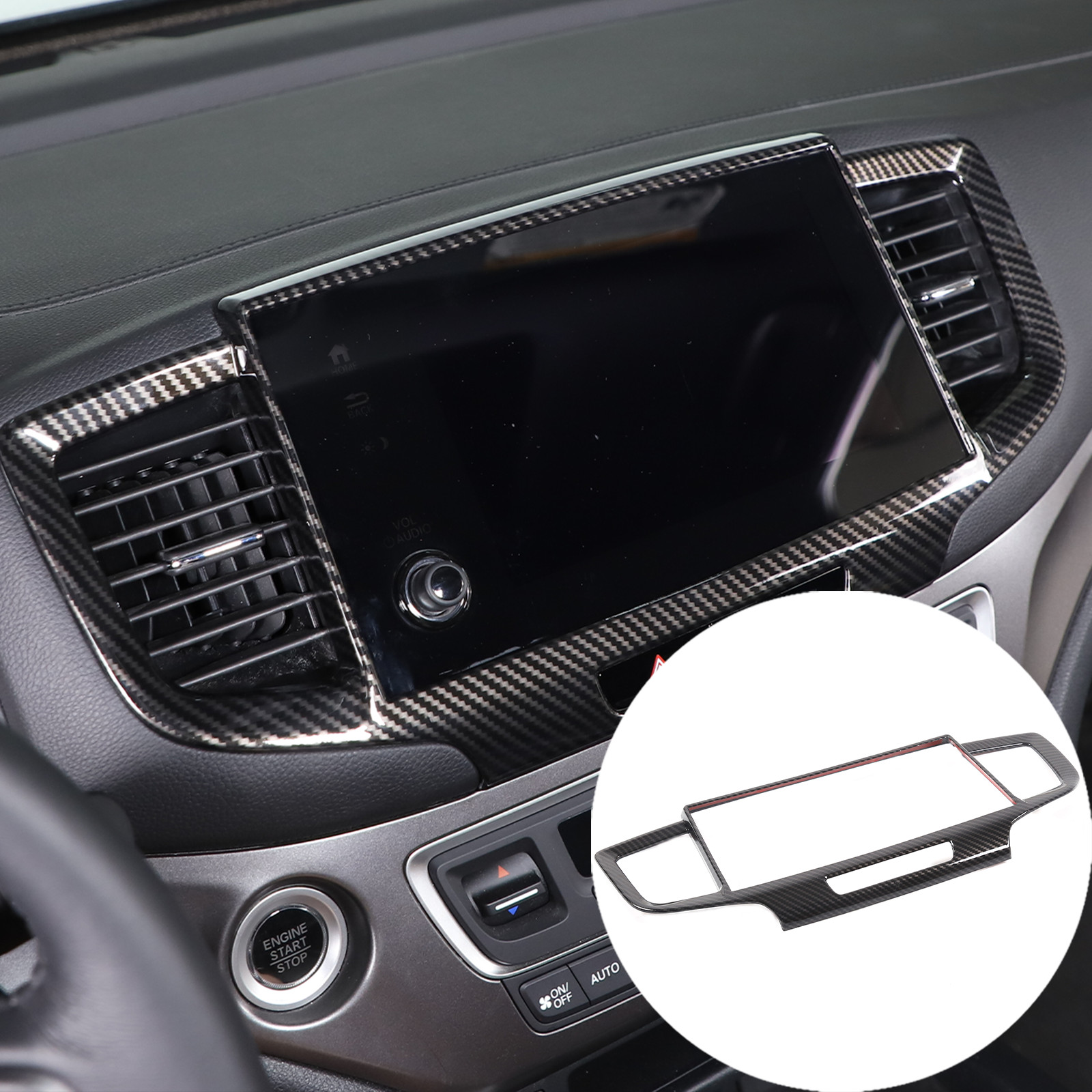 Carbon Fiber ABS Navigation Screen Frame Trim for Honda Pilot 2019 2020-2022 US