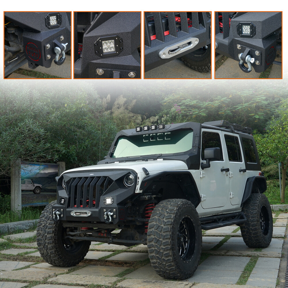 Fit 2007-2018 Wrangler Jeep JK Heavy Duty Steel Front Grill Bumper Rear Bumper