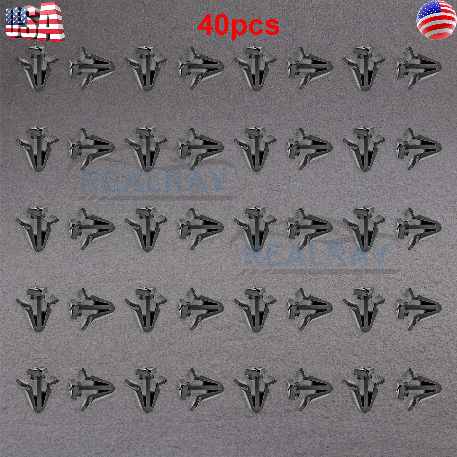 40 Pieces Grille Clip, Black for Nissan: 01553-03831; 62318-01WOO