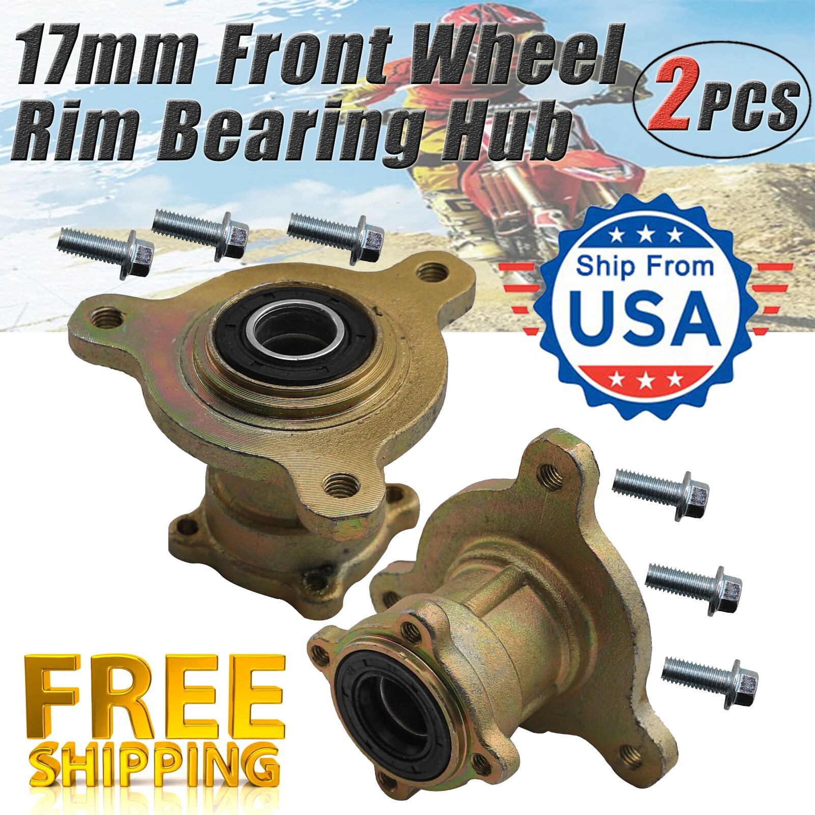 1 Pair Of 17mm 0.67” Front Wheel Hub & Bearing Bolts For ATV Quad Go Kart Buggy