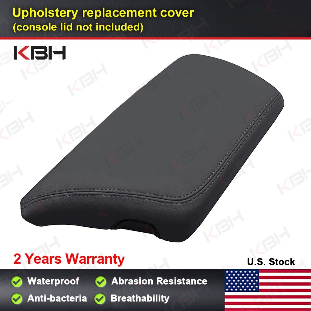 Fit 2015-2020 Dodge Challenger Center Console Lid Armrest PU Leather Cover Black