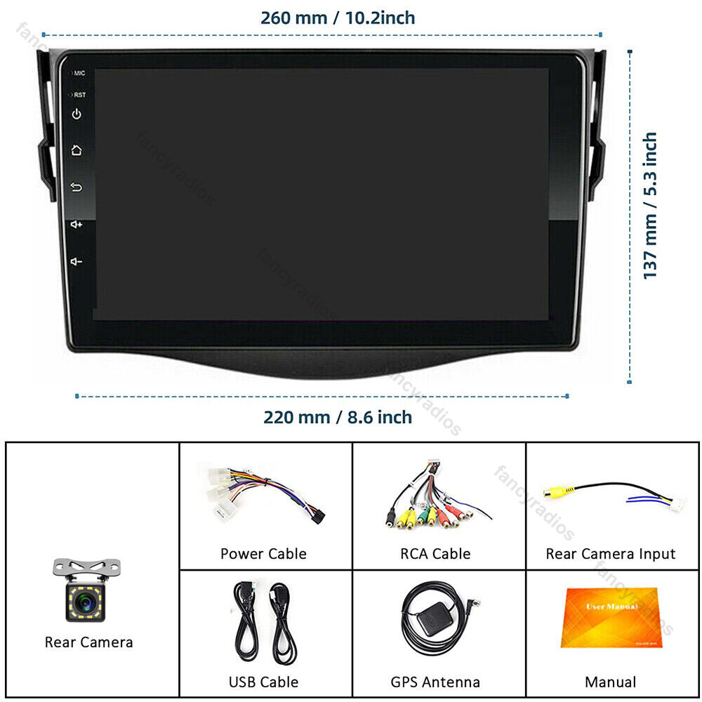 4+64GB Carplay For Toyota RAV4 2007-2012 Car Stereo Radio Android 15 GPS +Camera