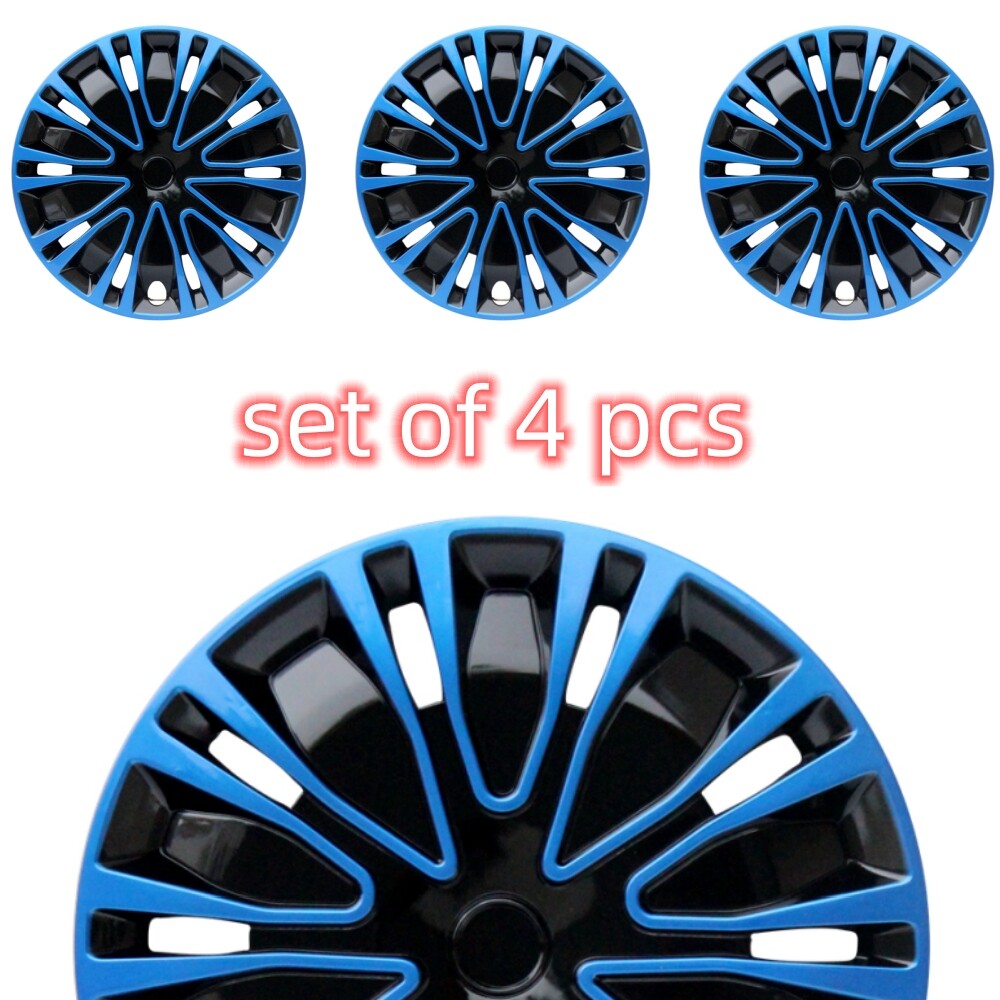 14″ 4PC Black&Blue Wheel Covers Snap On Full Hub Cap fit R14 Tire & Plastic Rim