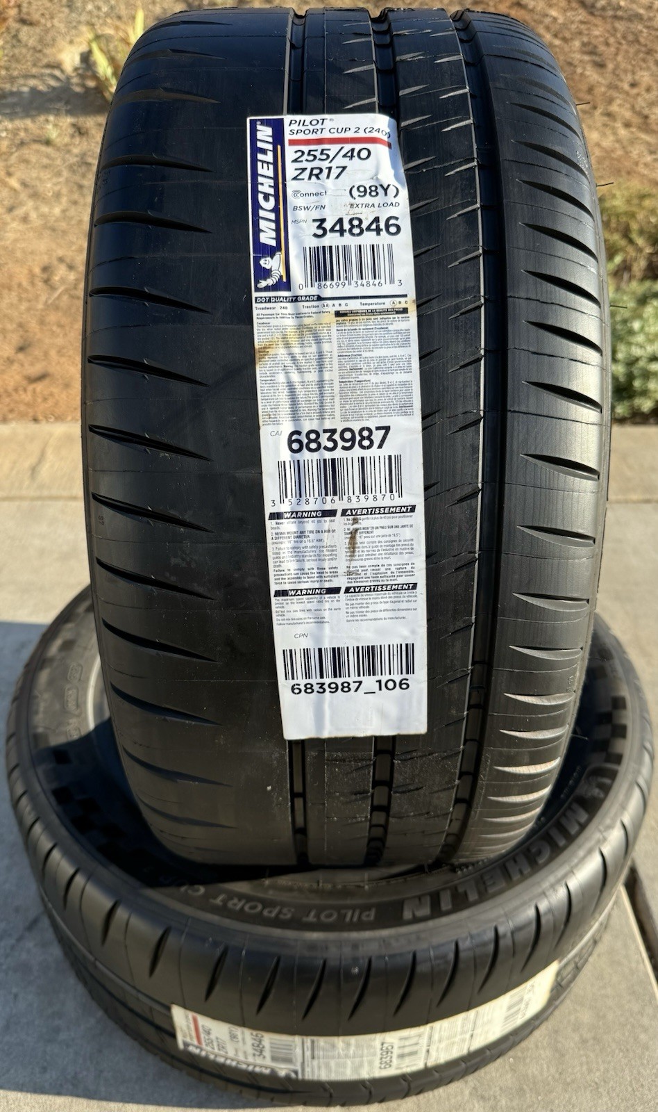 FOUR BRAND NEW 255/40ZR17 (98Y) Michelin Pilot Sport Cup 2 (240) Tires 2554017