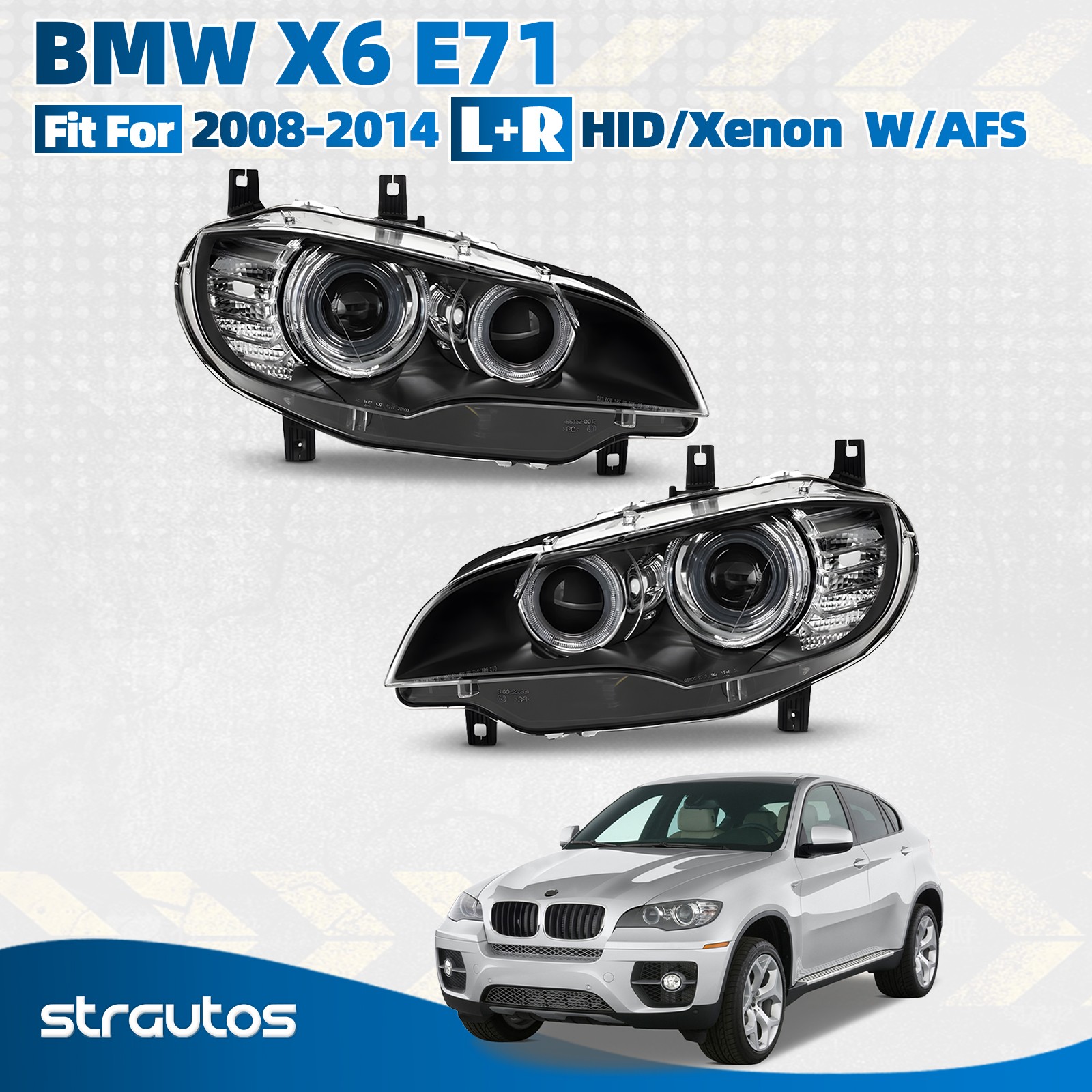 For 2008-2014 BMW X6 E71 HID/Xenon Headlight w/ AFS Projector Pair Right+Left