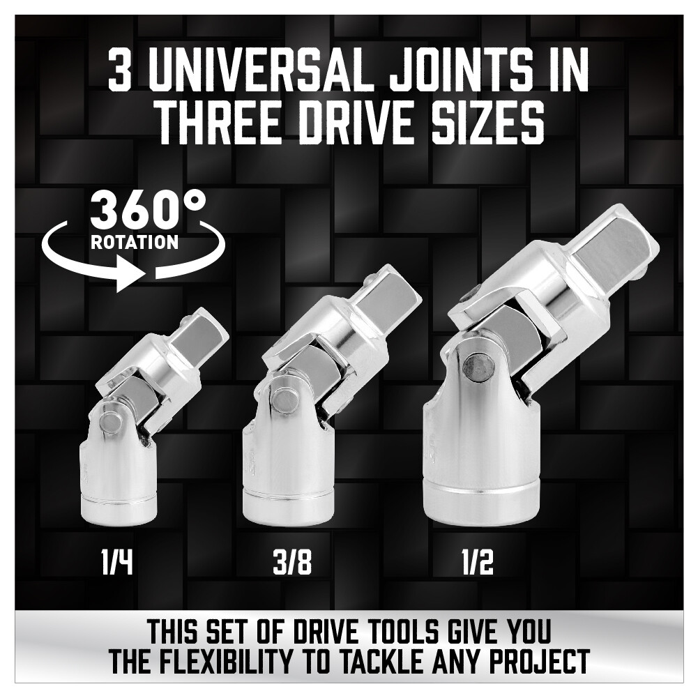 20Pc Drive Extension Bar Set Socket Wrench1/4″ 3/8″ 1/2″ universal joint coupler