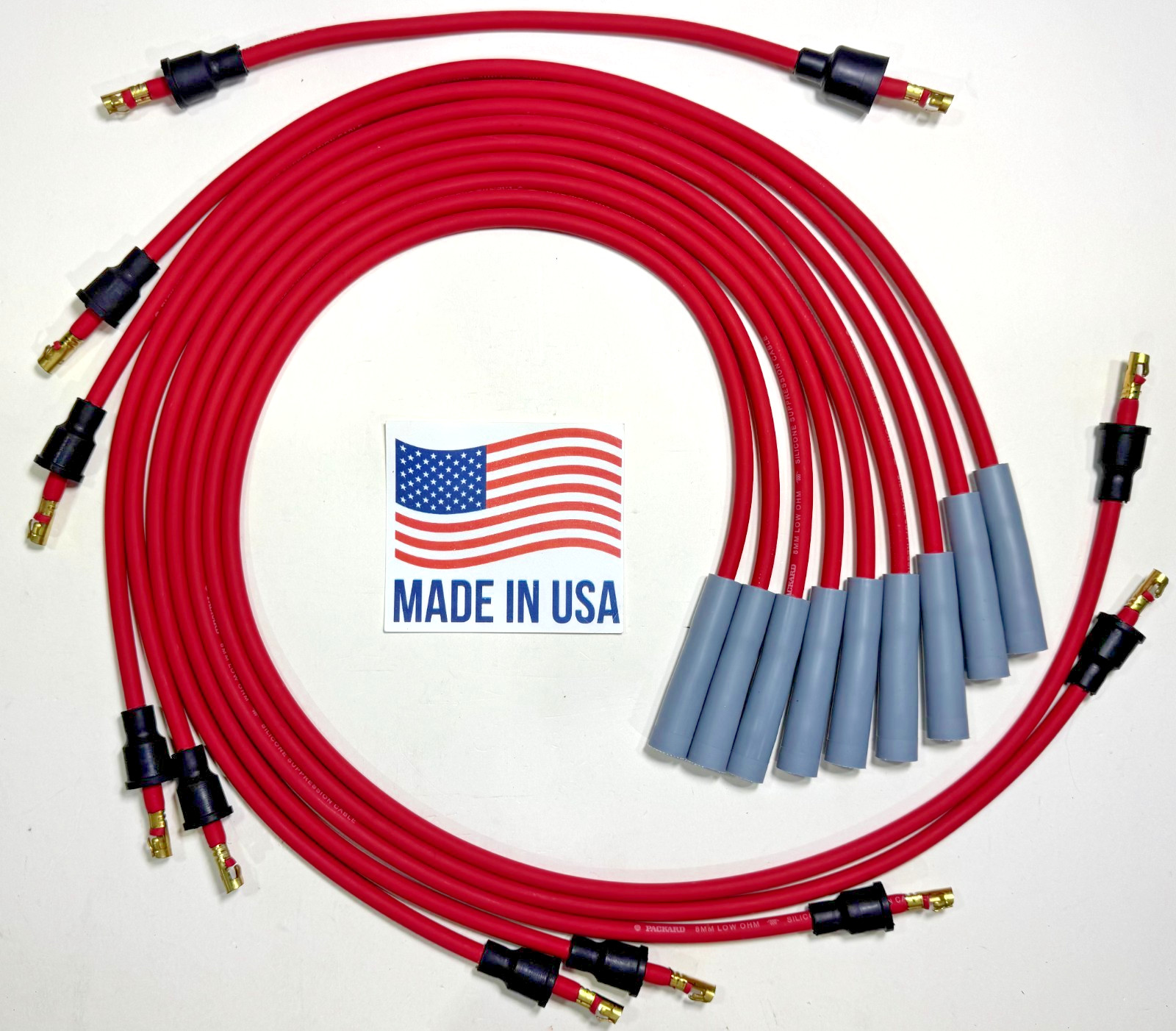 PONTIAC Spark Plug Wires 455 428 400 389 350 347 326 USA MADE RED 8mm Points Cap