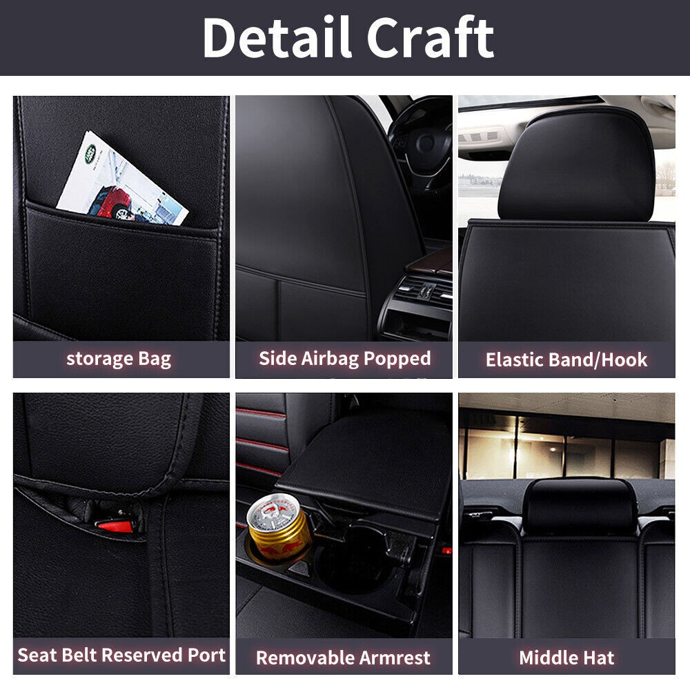 Luxury PU Leather Car Seat Cover 2 Front Seats Full Set For Ford Mustang