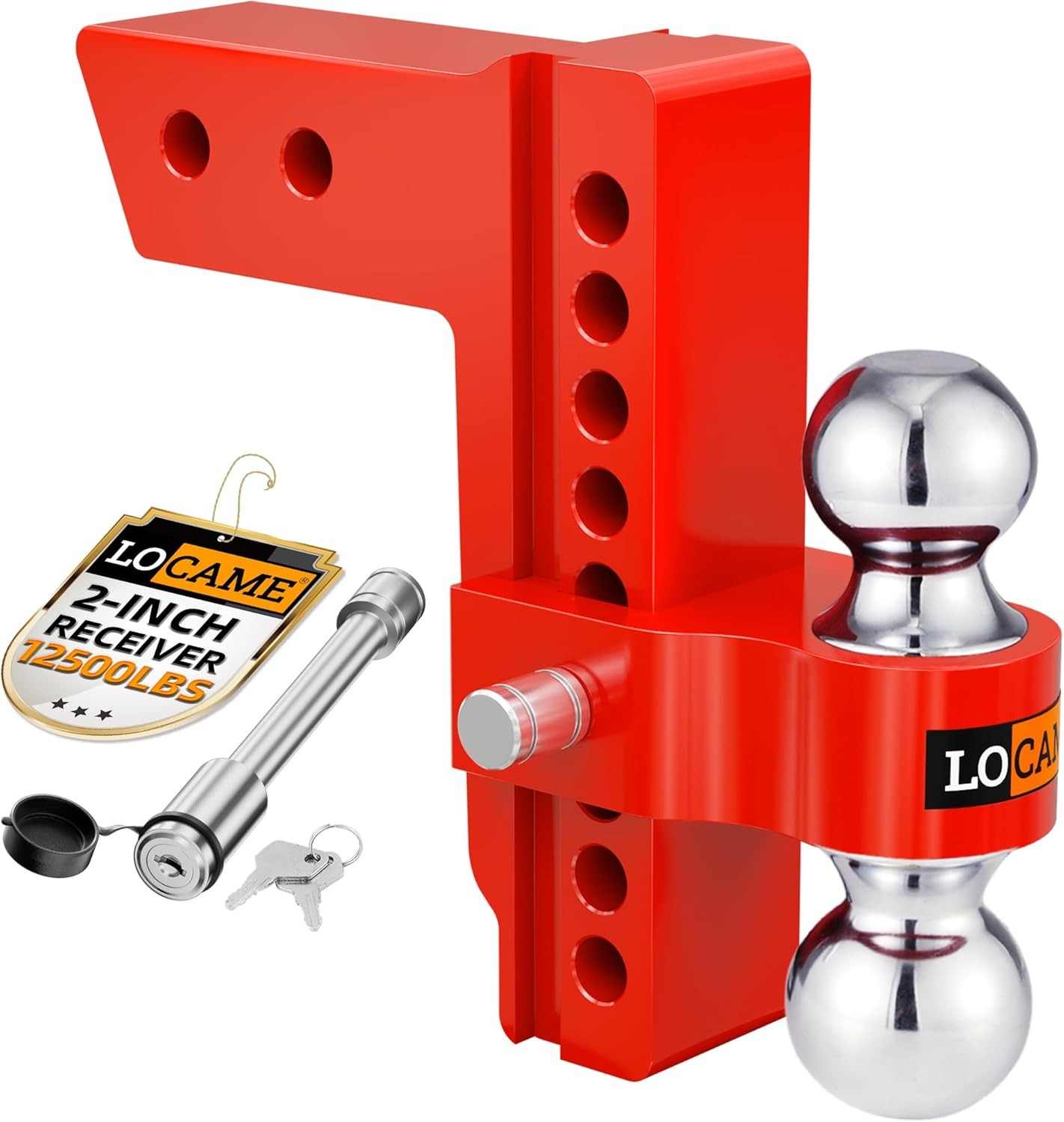 LACOME 2″ Receiver 8″ Drop Adjustable Trailer Hitch Tow Hitch Dual Ball 12500 lb