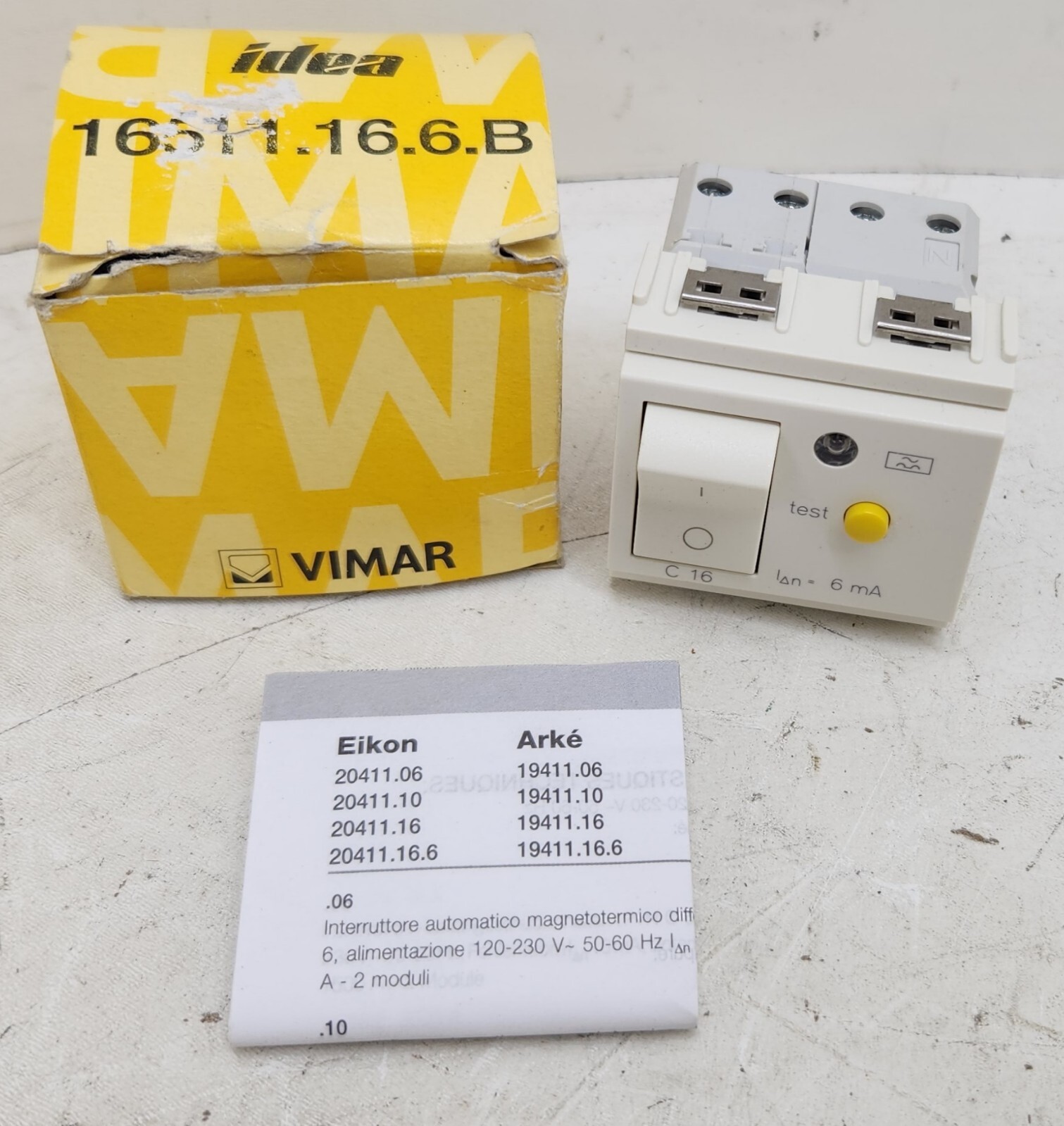 # 16511.16.6.B Vimar Idea 1P+N C16 RCBO 120-230V 6mA Residual Current Breaker