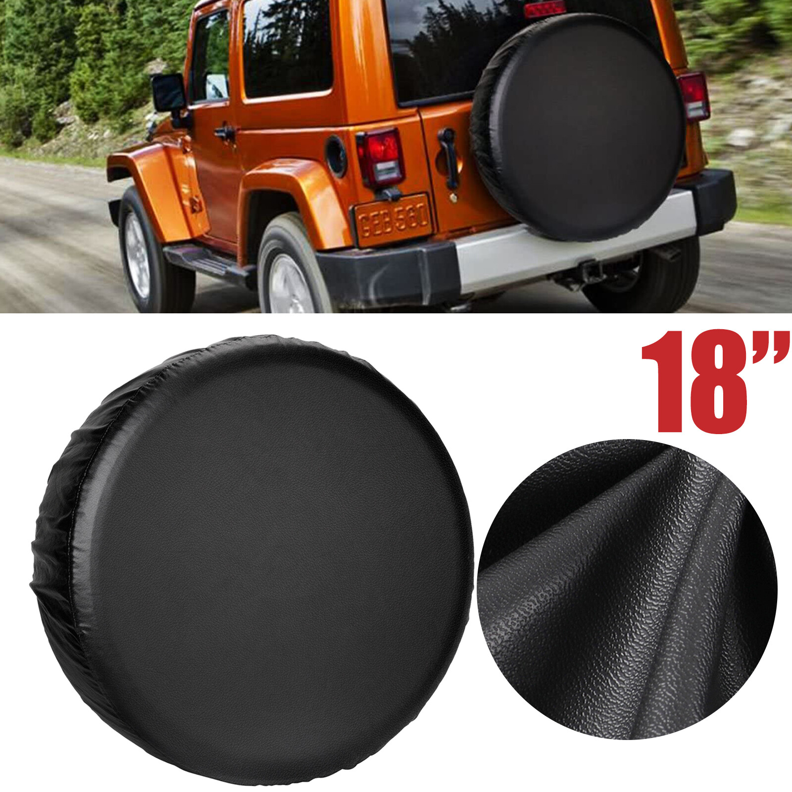 18Inch All Weatherproof PVC Leather Spare Tire Cover with Non-Scratch Backing