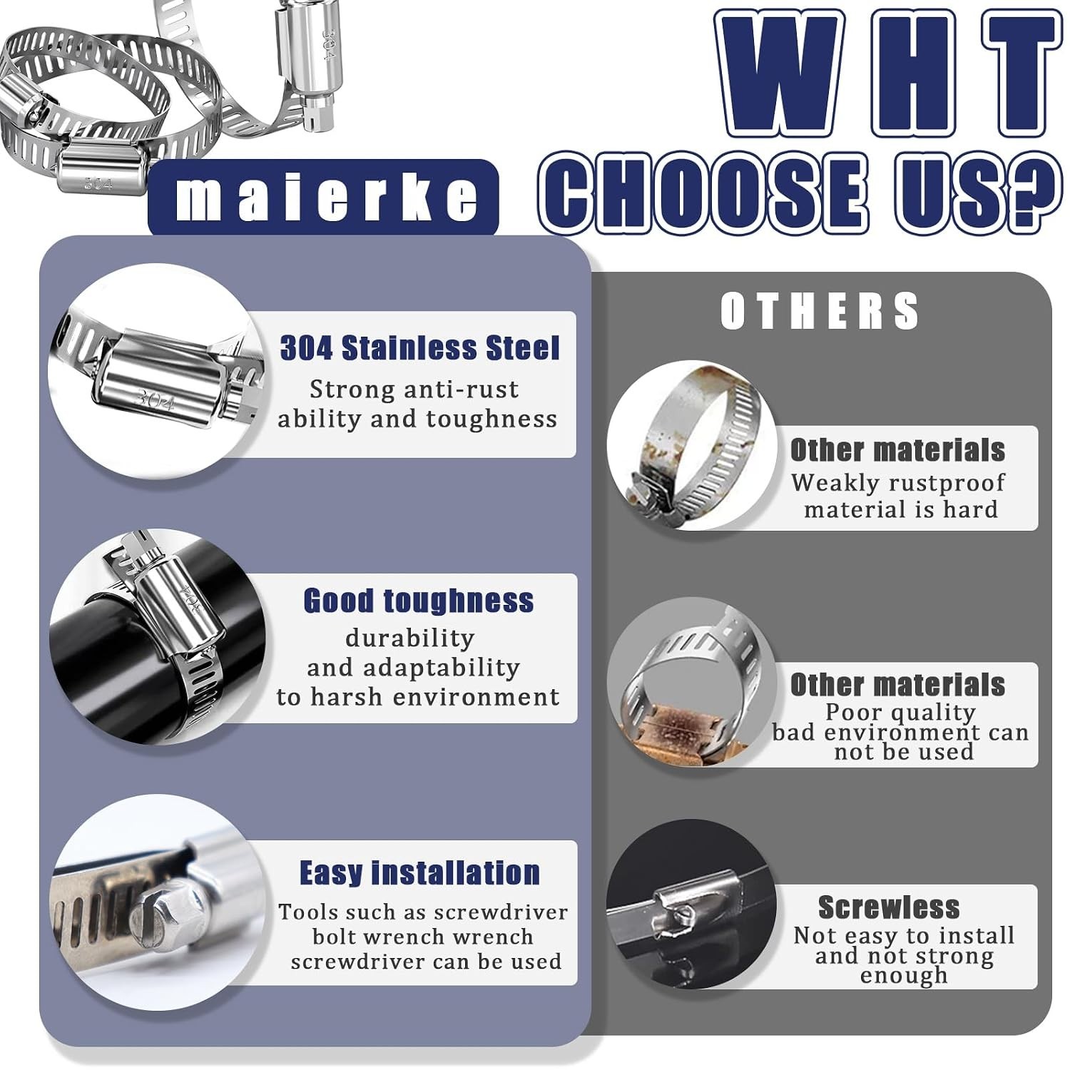 Durable 222PCS Stainless Steel Hose Clamps Kit – Versatile Sizes 1/4″ to 2-3/4″