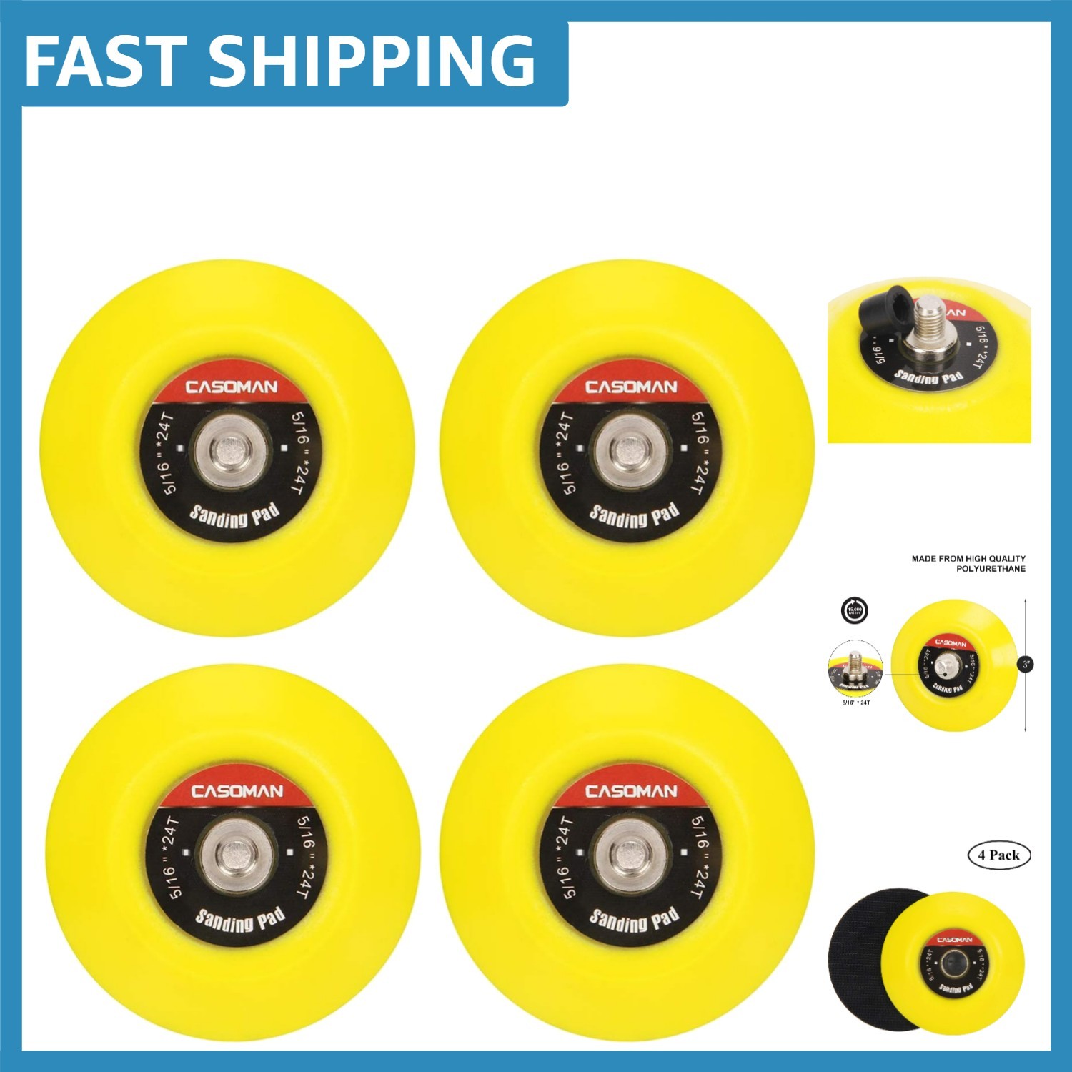 Water-Resistant 3″ Dual-Action Backing Pads for Perfect Automotive Finish