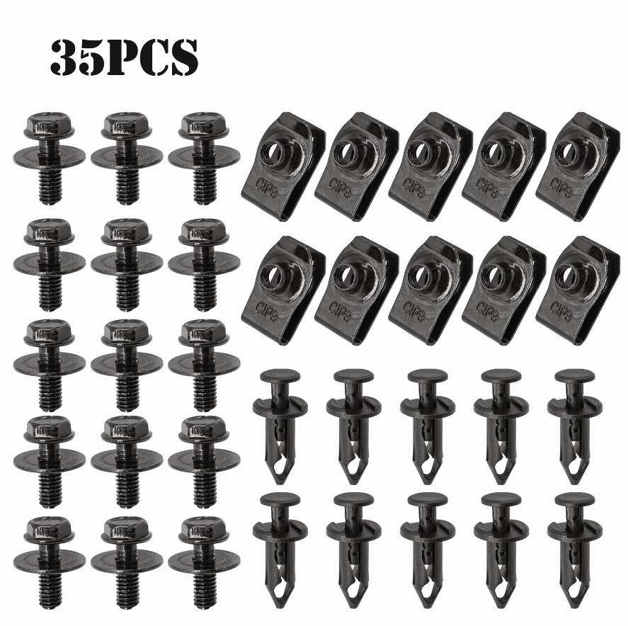 For Jaguar Body Bolts & U-nut Clips – M6 Engine Cover Undertray Screws 35PCS