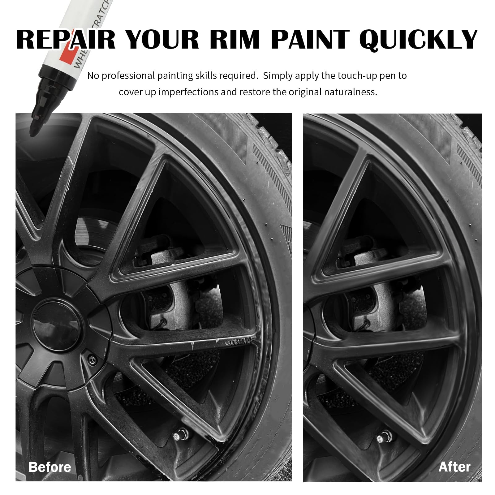 Touch Up Paint for Cars,Professional Rim Paints 1 Count (Pack of 1), Black