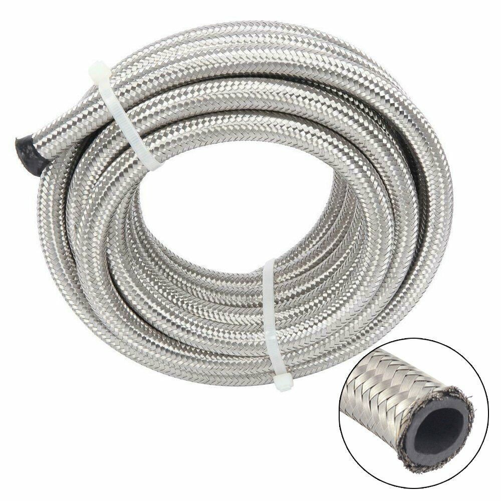 AN10 Fitting Stainless Steel Nylon Braided Oil Fuel Hose Line Fitting Clamp Kits