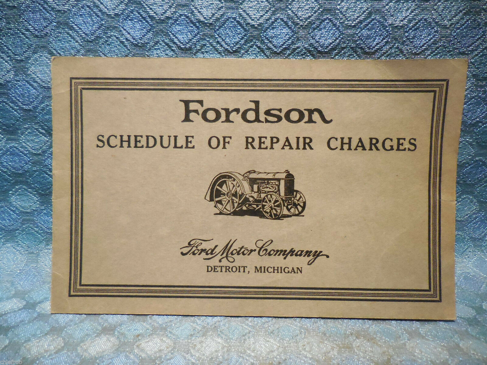 Circa 1922 – 1928 Fordson Tractor Original Schedule of Repair Charges