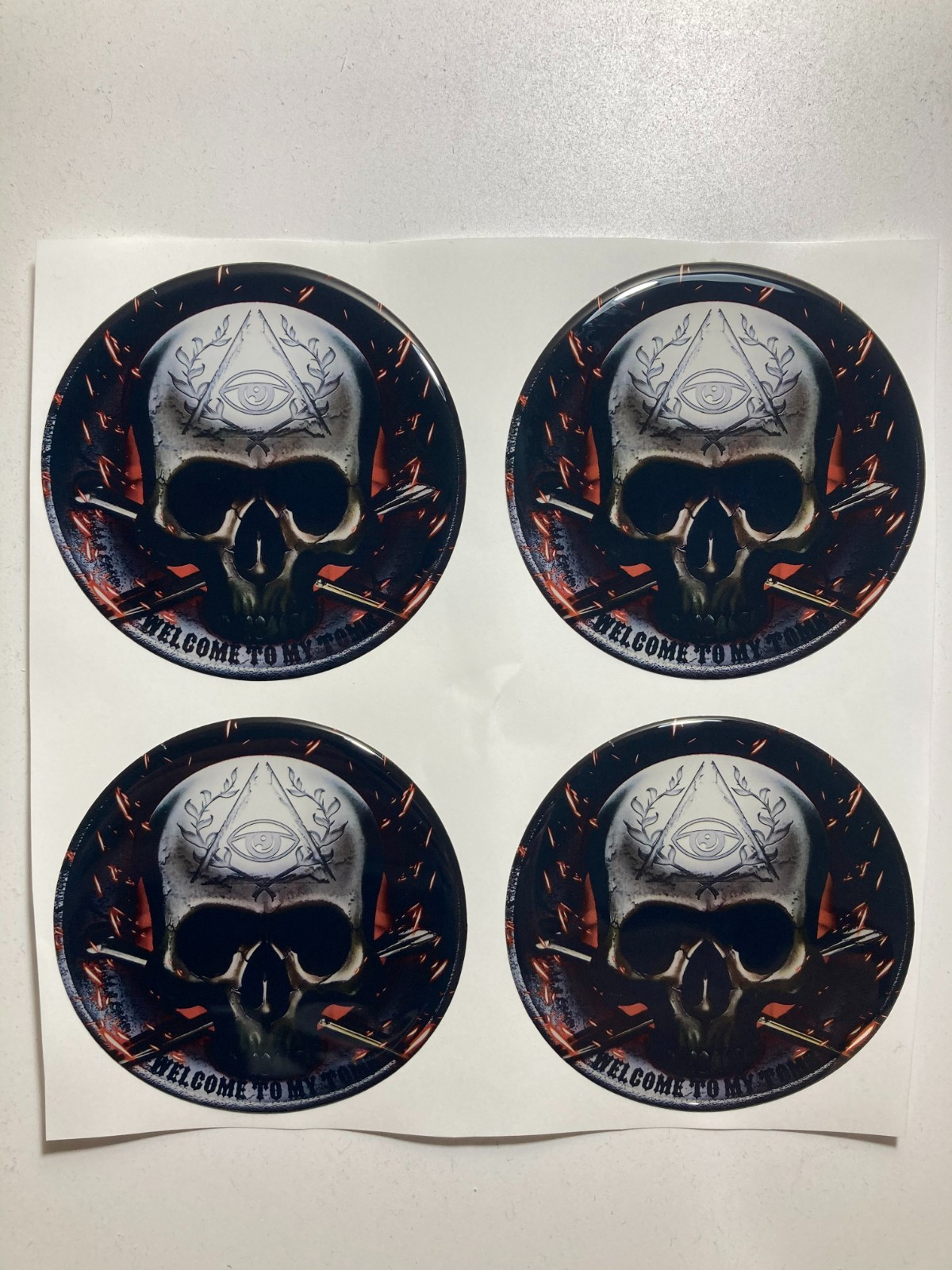 Skull Wheel Cap Stickers – Set 4pcs 3D Domed Resin Center Cap Emblem Decals