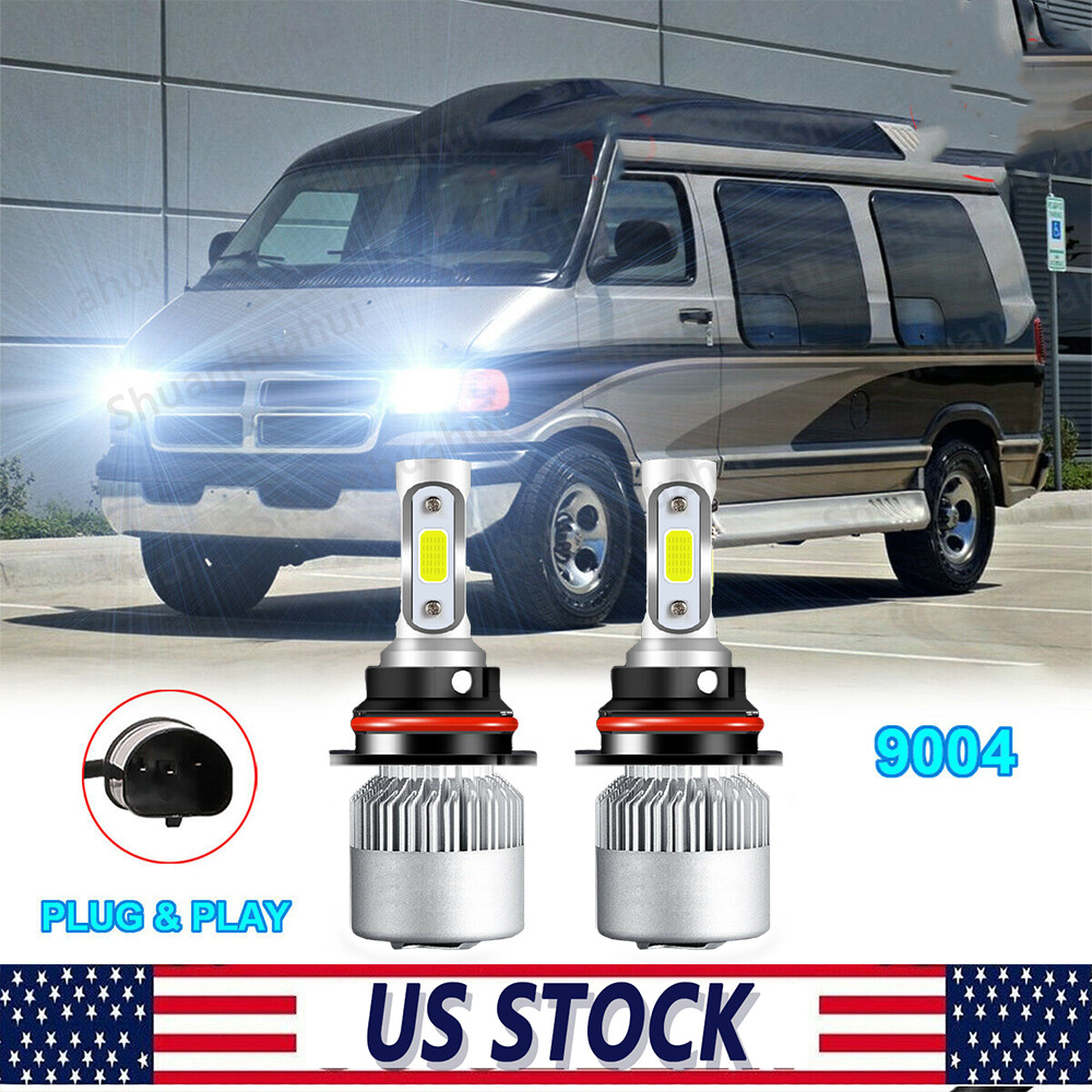 2x 9004 HB1 LED Headlight Bulbs White For Dodge Ram 1500 2500 3500 VAN 1999-2003
