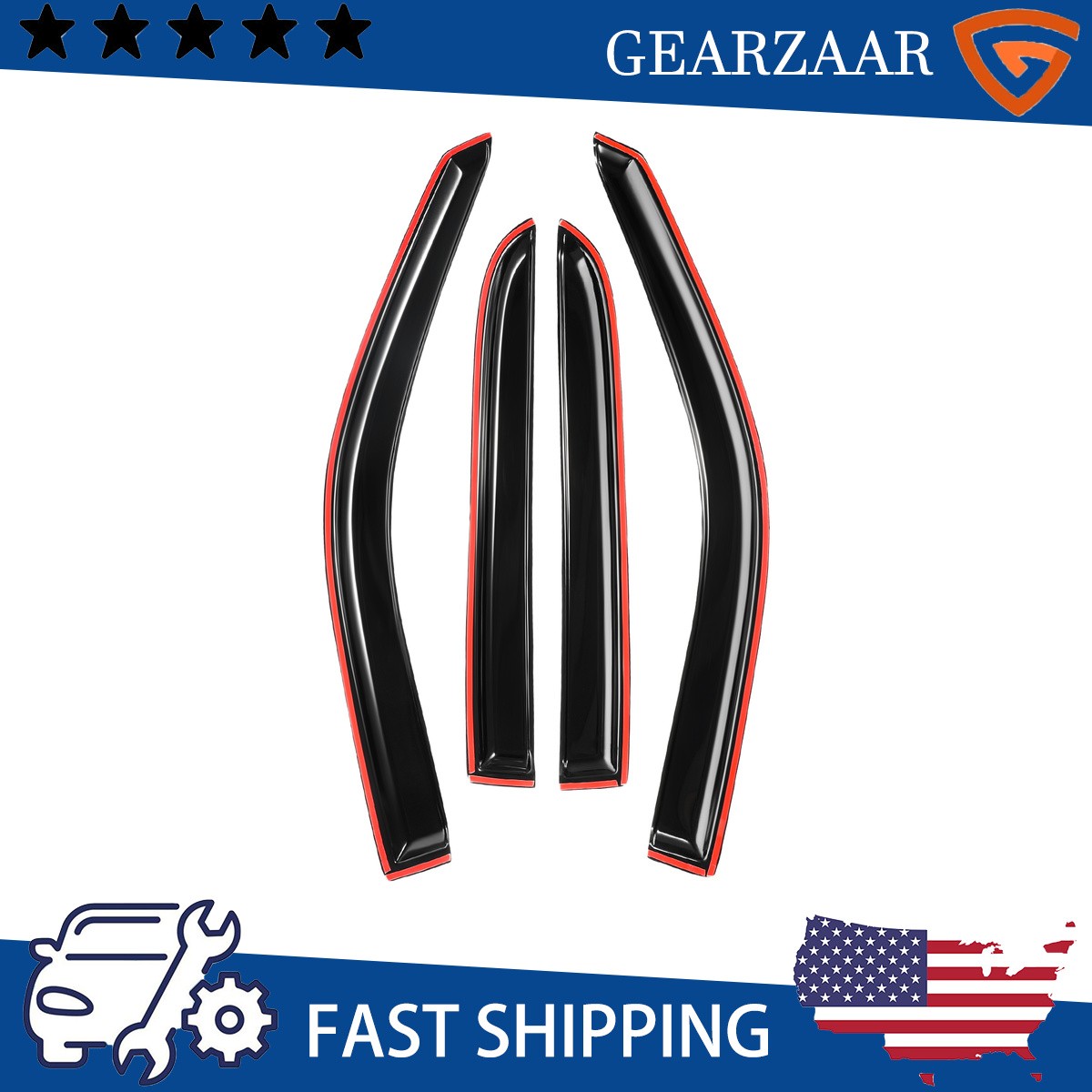 For 2009-2018 Dodge Ram 1500 Crew Cab Window Visor Vent Rain Guards Tape-on