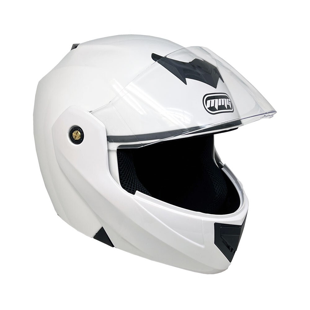 MMG Modular Full Face Motorcycle Helmet Flip-Up Visor DOT Gloss White Large