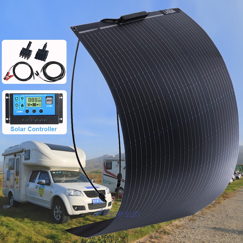 200W 400W Flexible Solar Panel Mono 12/24V 24% Efficiency PV for RV Camping Home