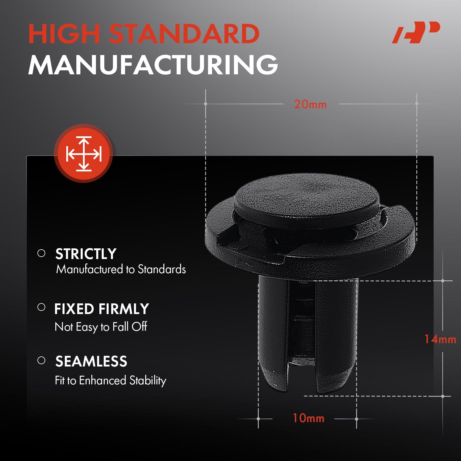 A-Premium 20Pcs 10mm Nylon Grille Mounting Push-Type Retainer for Honda Civic