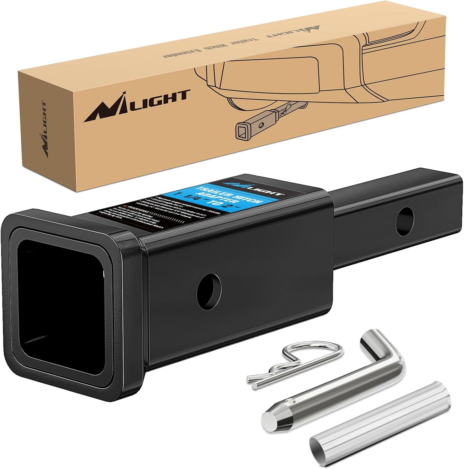 Nilight Trailer Dual Hitch Extender for 2 Inch Receiver with 2 Inch 6 Inch Rise