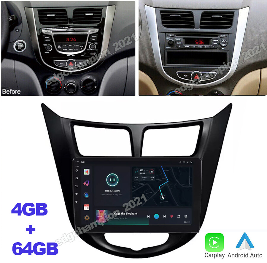 4+64GB Android 13 CarPlay Car Stereo Radio GPS For Hyundai Accent Solaris Verna