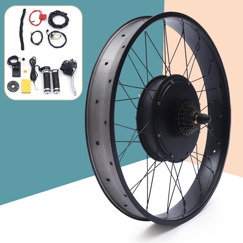 Ebike 48V 1500W 26″ Fat Tire Rear Wheel Conversion Kit, Hub motor with LCD