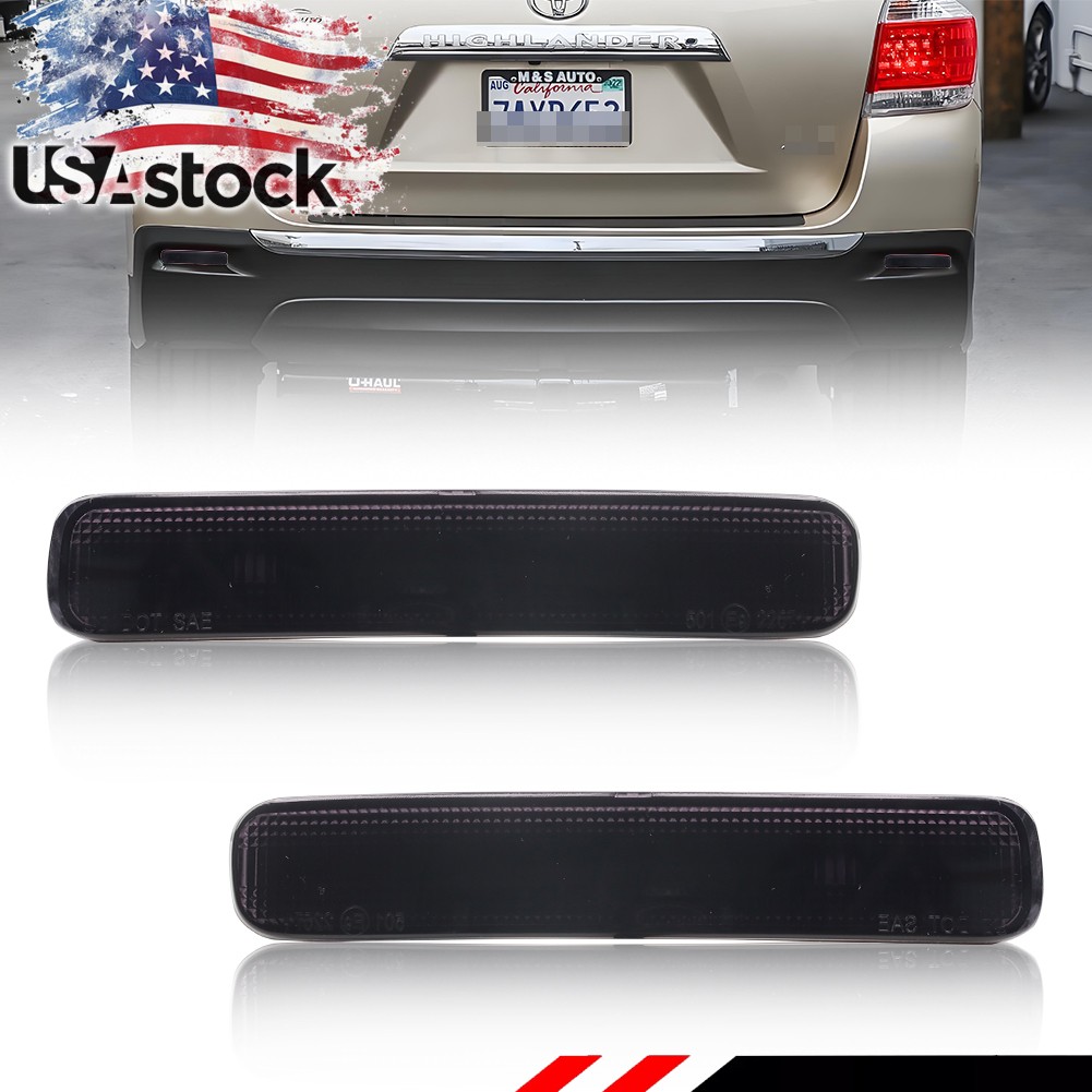 2X Smoked Lens Rear Bumper Reflector Lights For 2011 2012 2013 Toyota Highlander