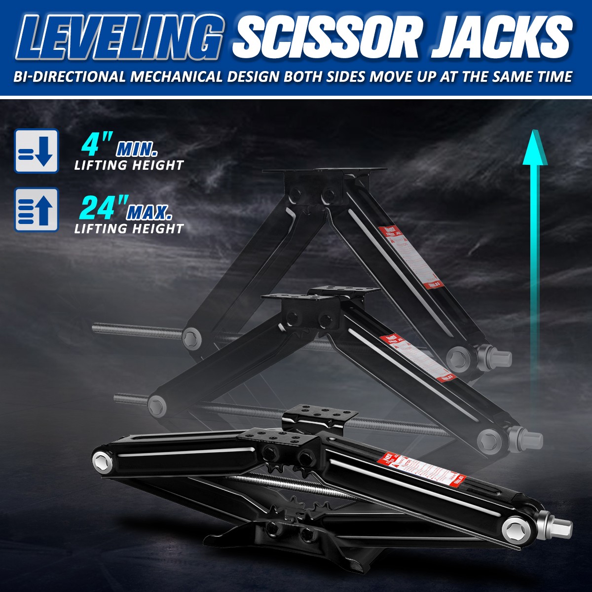 5000 LBS RV Trailer Stabilizer Fold Leveling Scissor Jacks w/ Crank Handle Black
