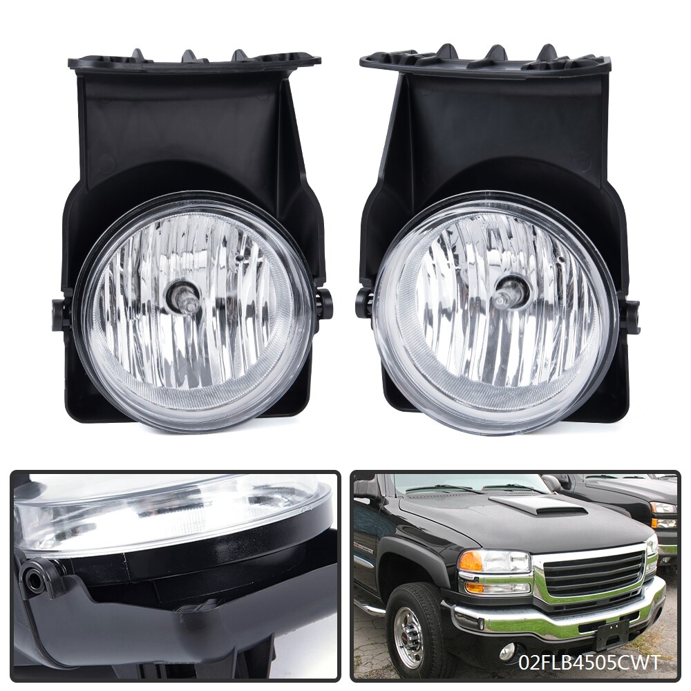 Fit For 03-06 GMC Sierra 1500 2500 3500 Pickup Clear Fog Lights Left+Right